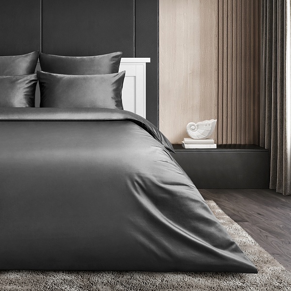 Комплект постельного белья семейный Soft Silver, серый космос