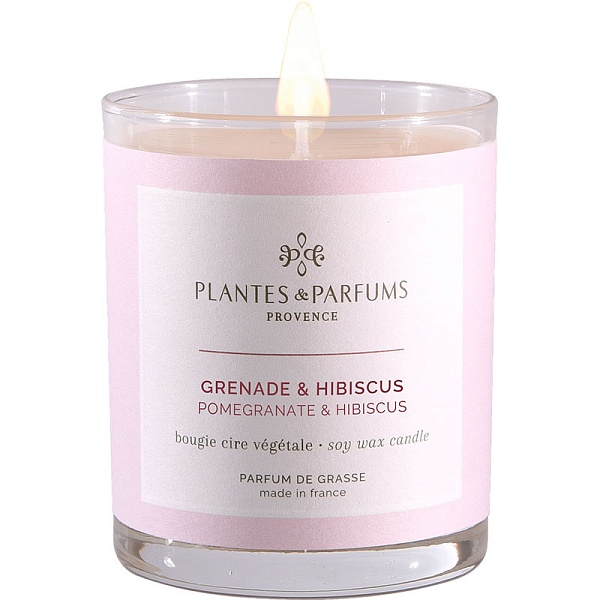 Свеча ароматическая 180 г Plantes et Parfums Гранат и гибискус