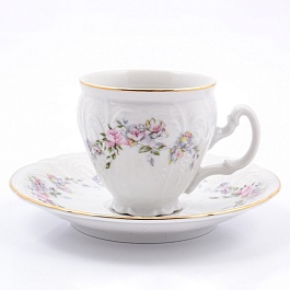 Набор кофейных пар 90 мл Bernadotte Дикая роза золото 12 предметов