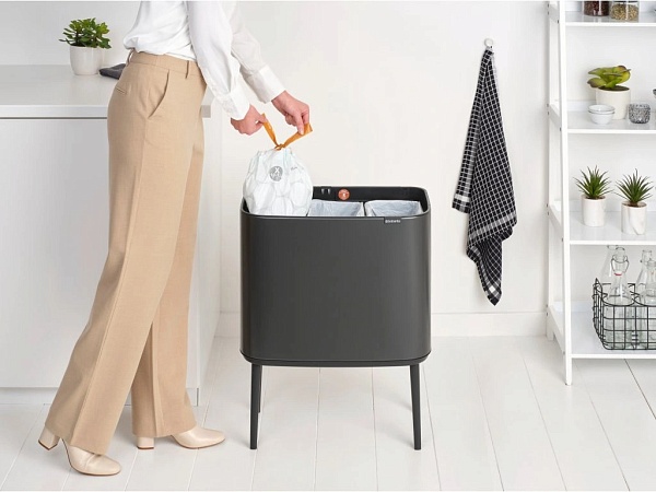 Мусорный бак 3 x 11 л Brabantia Bo Touch Bin тёмно-серый