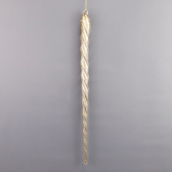 Украшение подвесное Сосулька с глиттером 35 см Азалия золотая