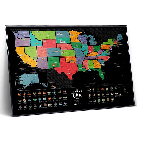 Карта Travel Map USA black