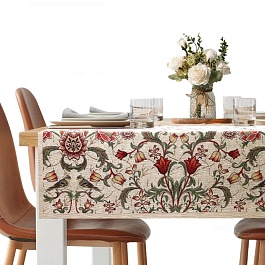 Скатерть 100 х 100 см Le Gobelin Моррис Ловцы клубники бежевая