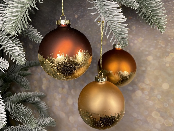 Шар стеклянный 8 см House of Seasons шампань/медь/коричневый