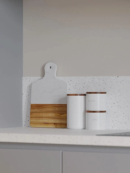 Доска сервировочная Marm, 21,5х33,5 см, белый мрамор/акация