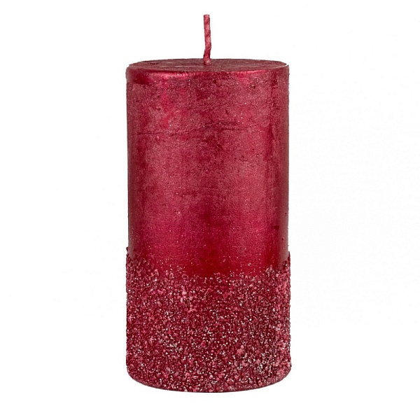 Свеча-столбик с глиттером 7 x 13 см Азалия красная