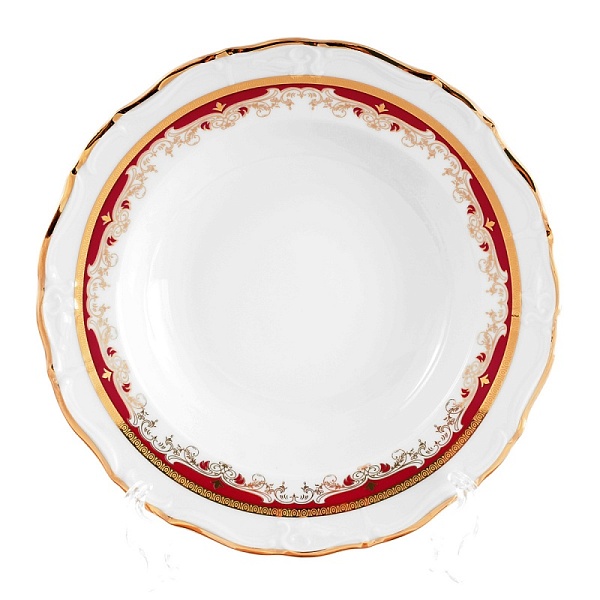 Набор глубоких тарелок 23 см Thun Мария Луиза красная лилия 6 шт