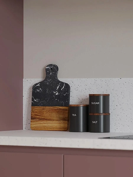 Доска сервировочная Marm, 21,5 х 33,5 см, черный мрамор/акация