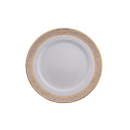 Набор тарелок 25 см Thun Опал широкий кант платина золото 6 шт