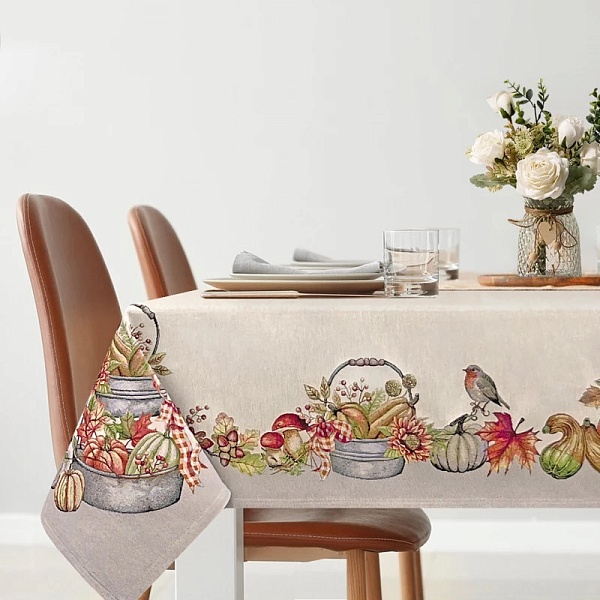 Скатерть 165 х 250 см Le Gobelin Тыквы Птичка