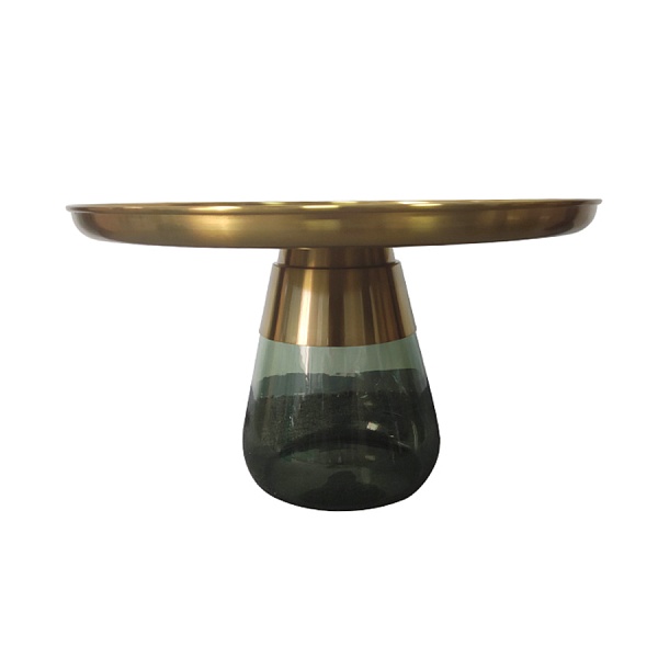 Стол кофейный dahl, D70 см, латунь/зеленый