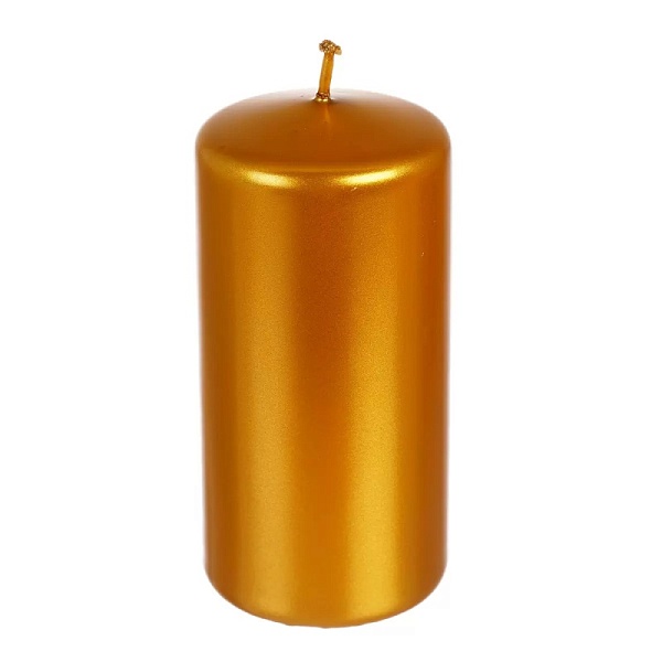 Свеча классическая 12 x 6 см Adpal металлик золотой