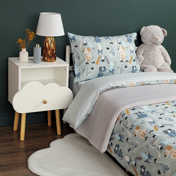 Комплект постельного белья детский Sibaria Home cобачки серый
