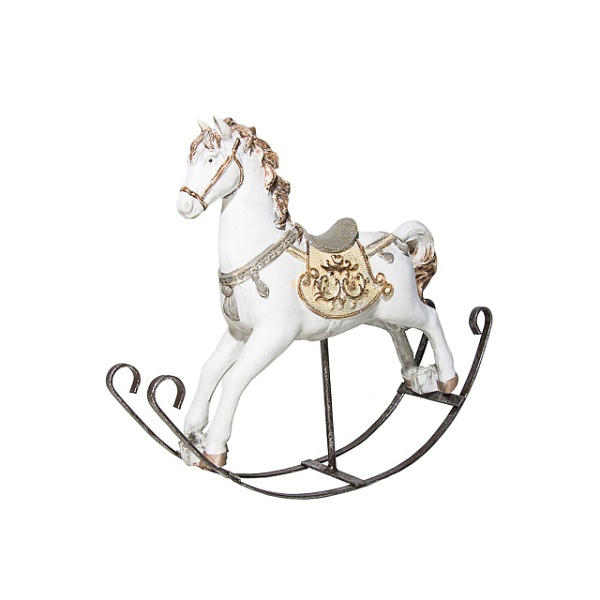 Сувенир Лошадка 21 см бело-бронзовый