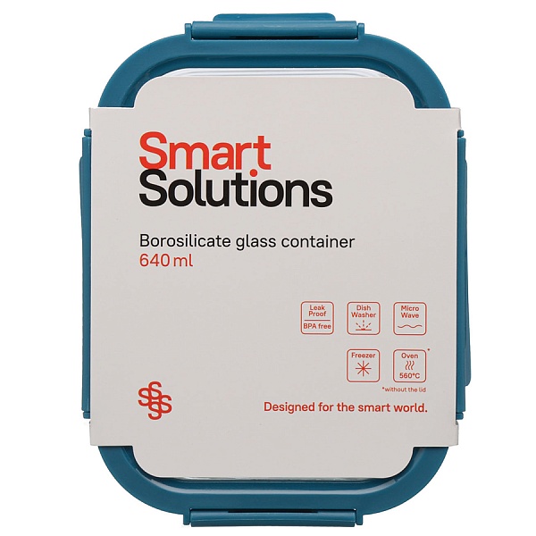 Контейнер стеклянный 640 мл Smart Solutions синий