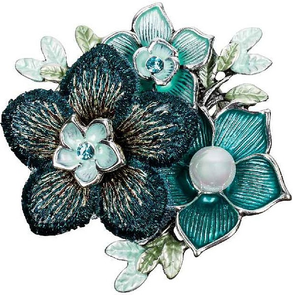 Брошь Букет, бюрюзовый