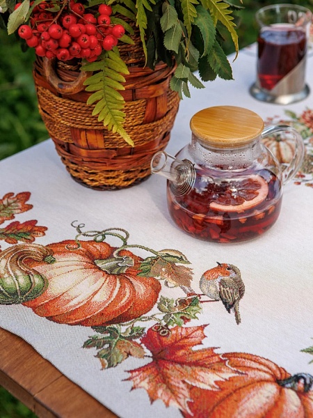 Скатерть 100 х 100 см Le Gobelin Тыквы Птичка