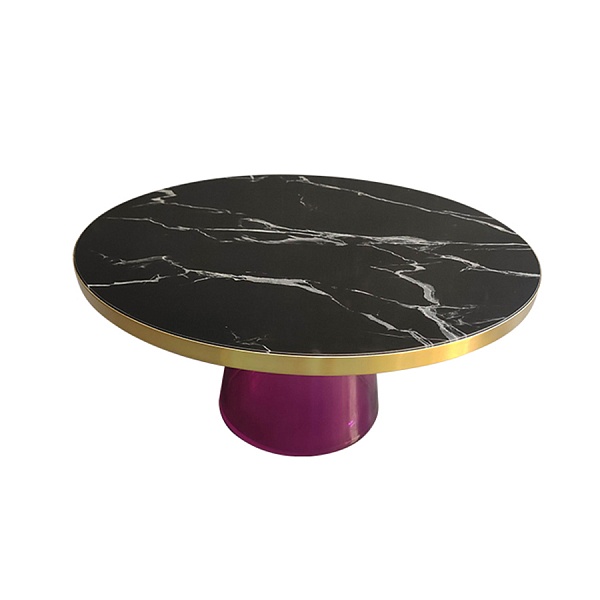 Столик кофейный odd, D75 см, черный мрамор/фиолетовый