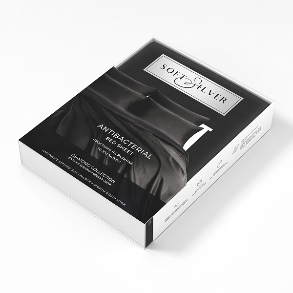 Простыня на резинке 180 х 200 х 25 см Soft Silver, икра