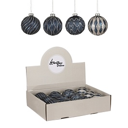 Шар стеклянный 8 см House of Seasons синий с серебром 