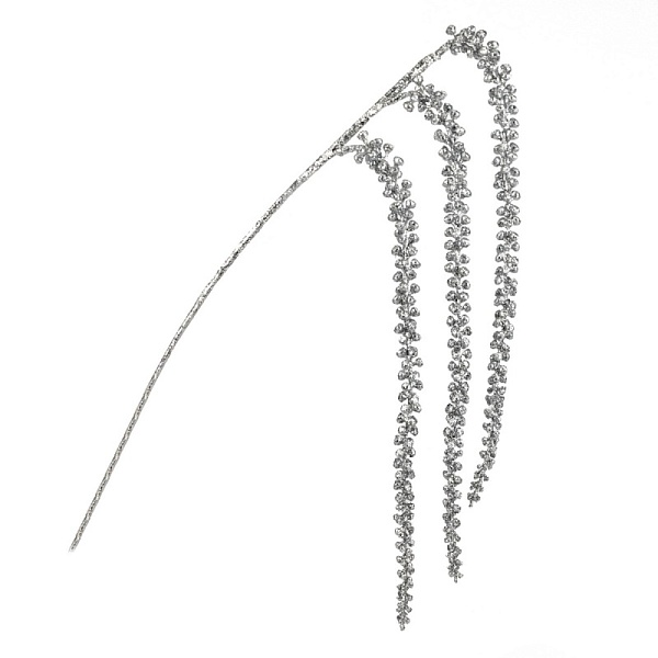 Ветка с глиттером 93 см Азалия серебряная