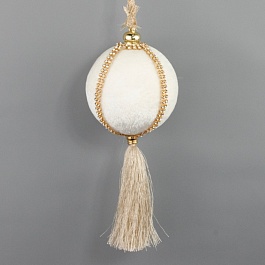 Украшение подвесное Шар с кисточкой 8 см Азалия кремовое