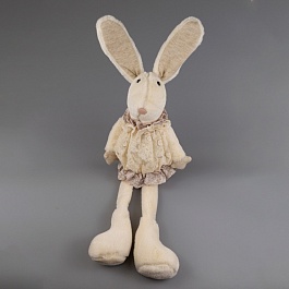 Сувенир 46 см Азалия Кролик-девочка бело-бежевый