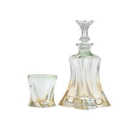 Набор для виски Bohemia Gold Florale 7 предметов зелёный