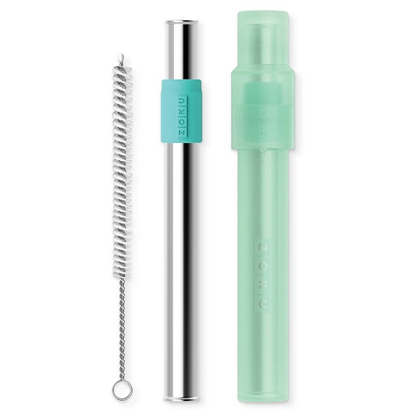 Соломинка из нержавеющей стали Zoku Jumbo в футляре мятный
