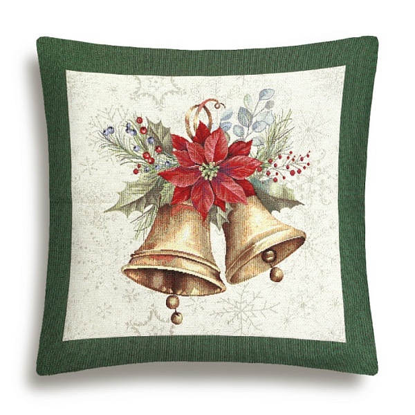 Подушка 45 х 45 см Le Gobelin Елочные украшения Колокольчики зеленая