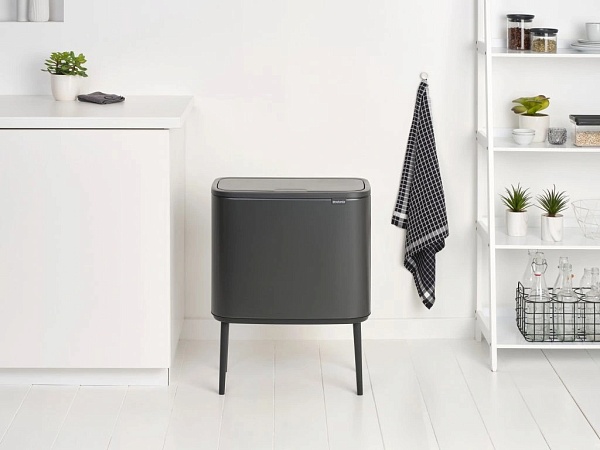 Мусорный бак 3 x 11 л Brabantia Bo Touch Bin тёмно-серый