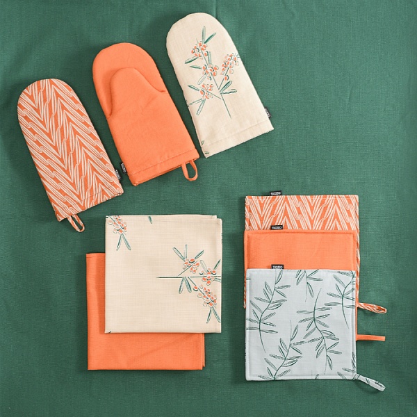 Прихватка из хлопка с графичным принтом Tkano Папоротник 22х22 см