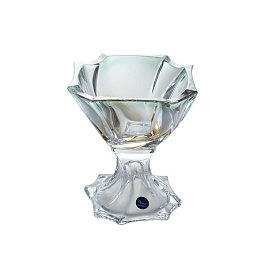 Конфетница на ножке 19 см Bohemia Gold Neptune зелёный