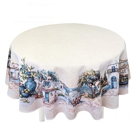 Скатерть круглая 160 см Le Gobelin Оливки Греция Фон