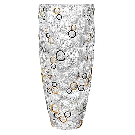 Ваза 35 см Bogemia Jihlava Lisboa золотые/чёрные кольца