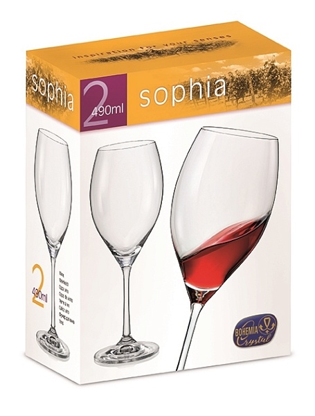 Набор бокалов для вина 490 мл Bohemia Crystal Sophia 2 шт