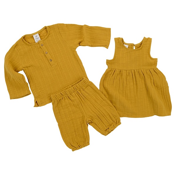 Шорты из хлопкового муслина 12-18 M Tkano Essential горчичный