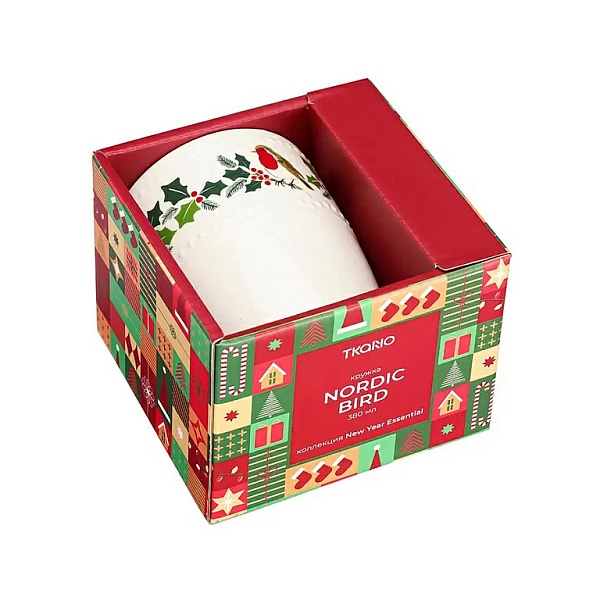 Кружка 360 мл Tkano Nordic bird белая