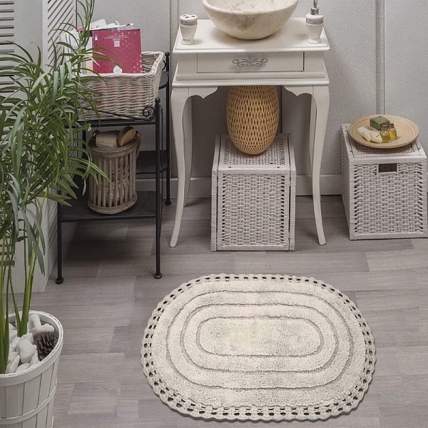 YANA (беж) Коврик для ванной кружевной 60х100