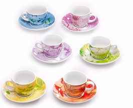 Набор чашек с блюдцами для кофе 6 шт. IRIS BOIS DE BOULOGNE