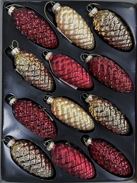 Шишка стеклянная 10 х 5 см House of Seasons красная/золото 