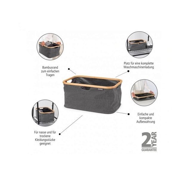Складная корзина для белья 40 л Brabantia тёмно-серая