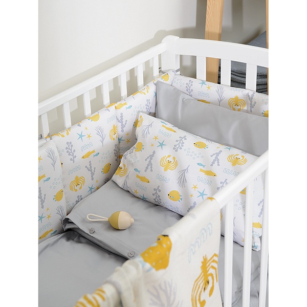 Комплект постельного белья из сатина 100 x 120 см Tkano Essential светло-серый