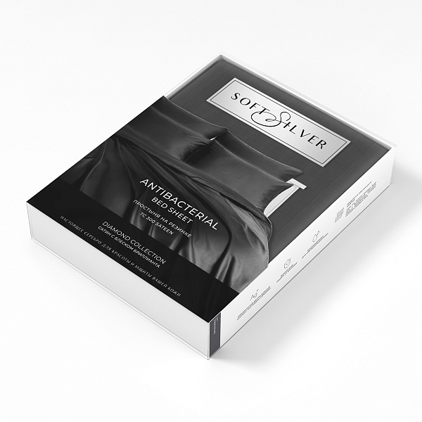 Простыня на резинке 160 х 200х25 см Soft Silver, серый космос