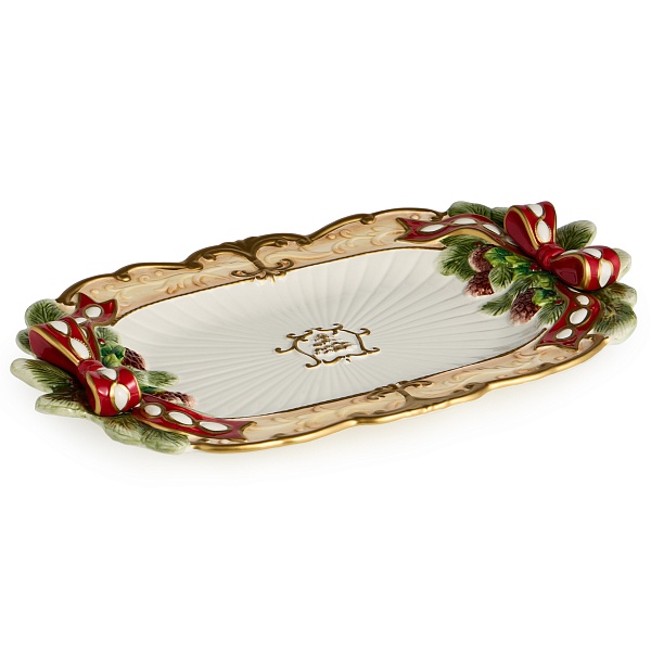 Блюдо прямоугольное 45 х 30 см Lefard Елка белый/зеленый/золото
