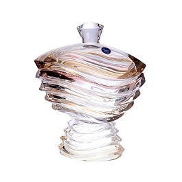 Конфетница 22 см на ножке Bohemia Gold Wave R-G с крышкой