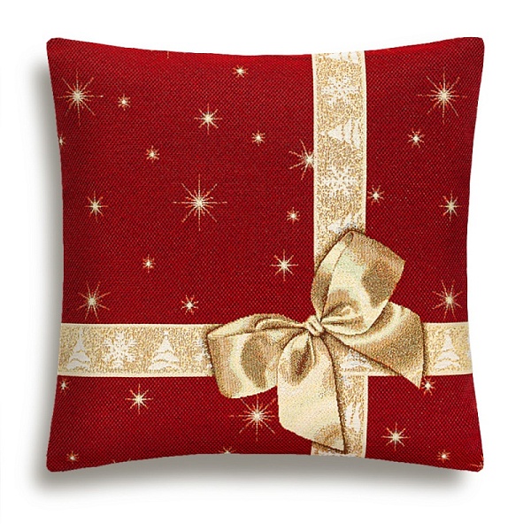 Подушка 45 х 45 см Le Gobelin Золотой бантик красная/золотая