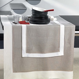 Набор: скатерь с салфетками [12шт] Linissimo 170*310 см / 45*45 см бежевый