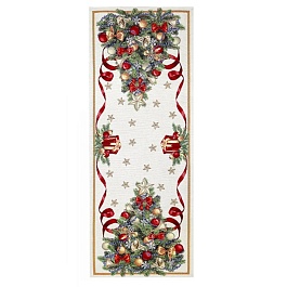 Дорожка 44 х 140 см Le Gobelin Новогодний пир бежевый/зеленый