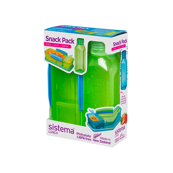 Контейнер и бутылка 475 мл Sistema Lunch зелёный